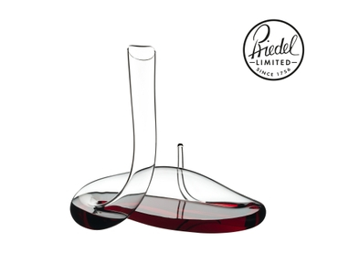 RIEDEL Mamba Mini Decanter filled with a drink on a white background
