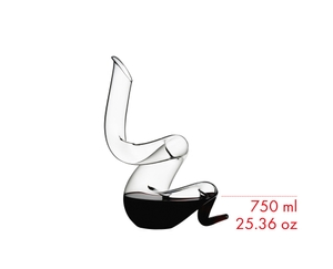 RIEDEL Boa Decanter filled with a drink on a white background